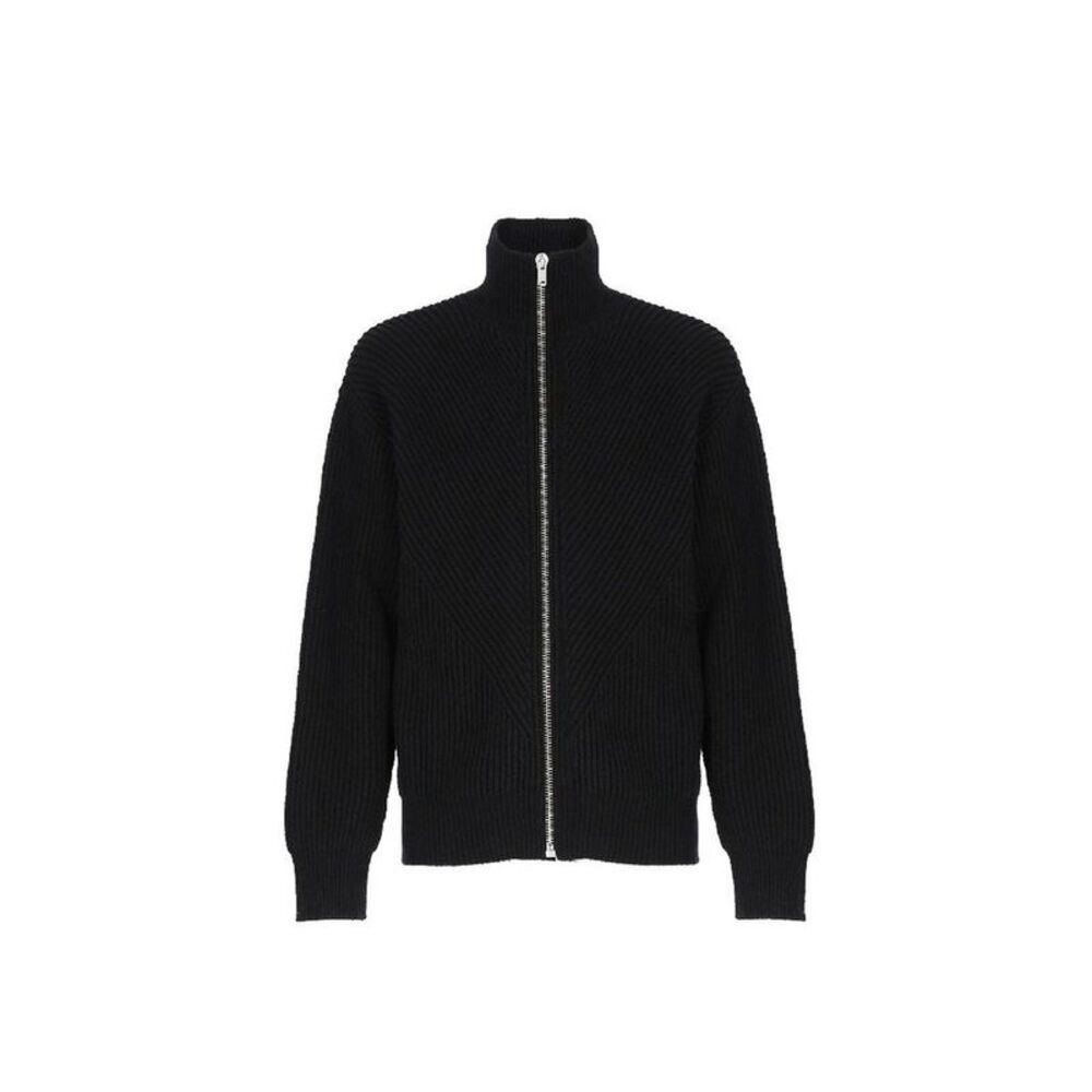 Jil Sander Black Alpaca Leather Men's Cardigan